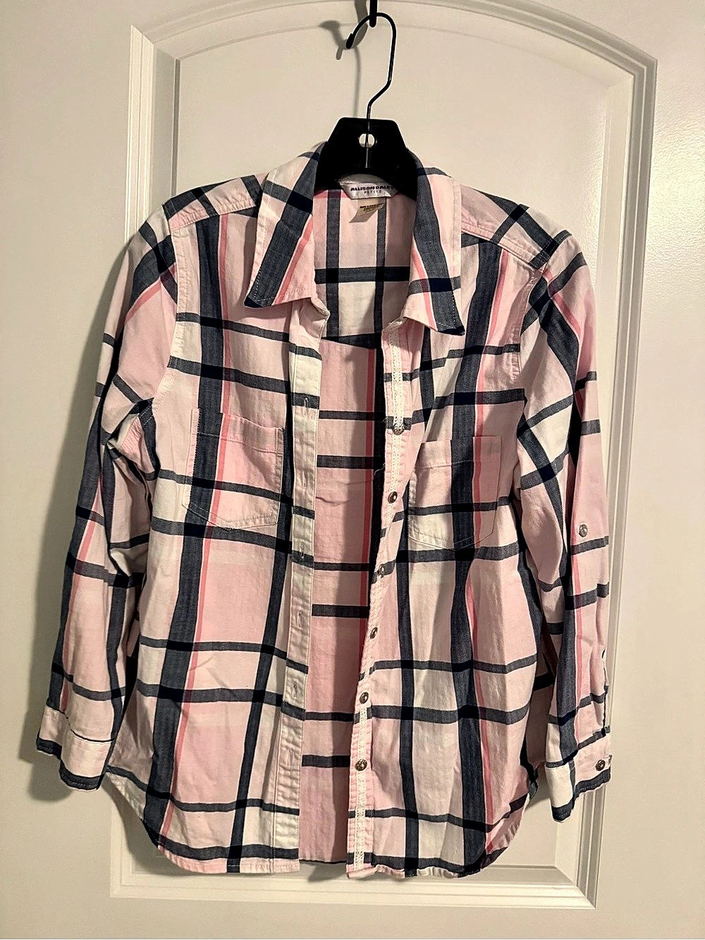 Allison Daley Plaid Button Down Shirt in Pink & Blue Size P/S